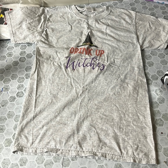 Fruit of the Loom Tops - Fruit of the Loom Small Drink Up Witches Gray Short Sleeve Graphic T